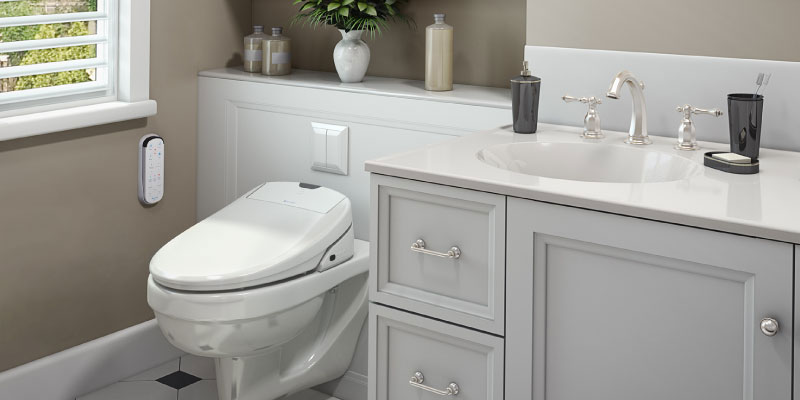 Lifestyle image of the bidet toilet seat installed
