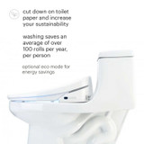 Brondell Swash 1400 bidet toilet seat cuts down on toilet paper and increases your sustainability. Washing saves an average of over 100 rolls per year, per person.