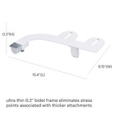 Brondell SimpleSpa bidet attachment with dual nozzle dimensions are 0.2 inch height, 15.4 inch length and 9.15 inch width.