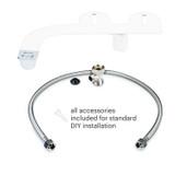 Brondell SimpleSpa bidet attachment with dual nozzle includes all accessories for standard DIY installation.
