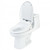 White Brondell Swash 1400 bidet toilet seat installed on a toilet seat with the lid opened from a side view in front of a white background