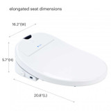 Brondell Swash 1000 advanced elongated bidet toilet seat dimensions are 16.2 inch width, 5.7 inch height, and 20.8 inch length.