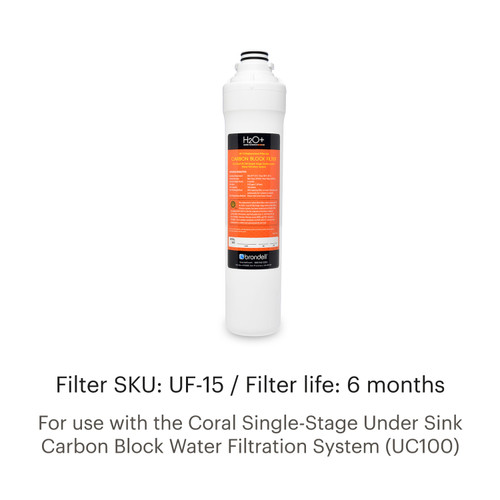 UF-15 Coral Single Stage Under Sink Carbon Block Water Filter Replacement for UC100.