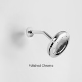 Side view of the Nebia Corre Four-Funtion Fixed Showerhead Oil Chrome with a light gray background