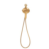 Front view of the Nebia Corre Four-Function Handshower Brushed Gold with a white background