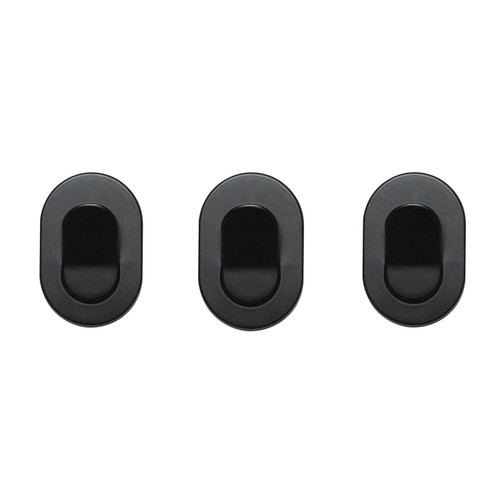 Nebia Multi-Purpose Hook Set Matte Black three pieces in front of a white background