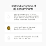 RC250 Capella Reverse Osmosis Water Filtration System holds WQA certification to remove emerging contaminants like fluoride, pharmaceuticals, and more, totaling 86 contaminants.